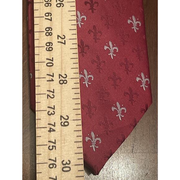 Firenze Red Gray 100% Silk Men’s Neck Tie - Picture 5 of 9